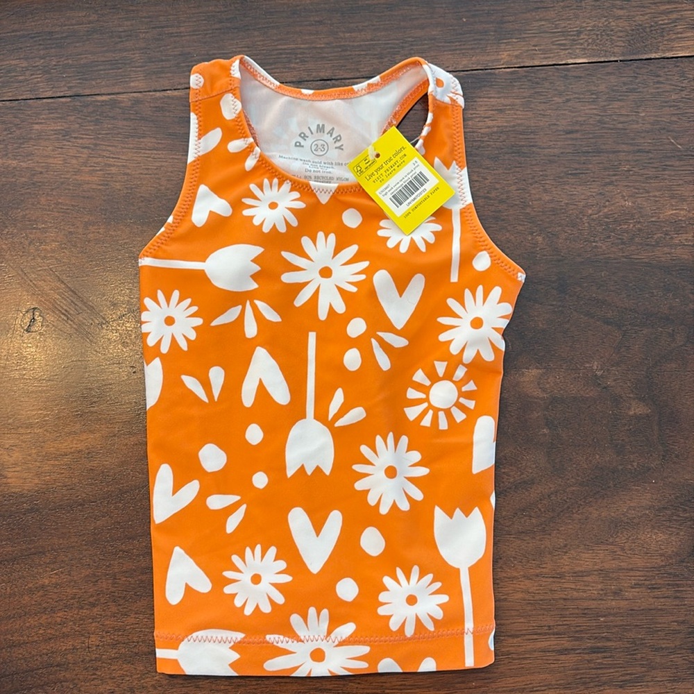 Primary tankini top orange floral print NWT